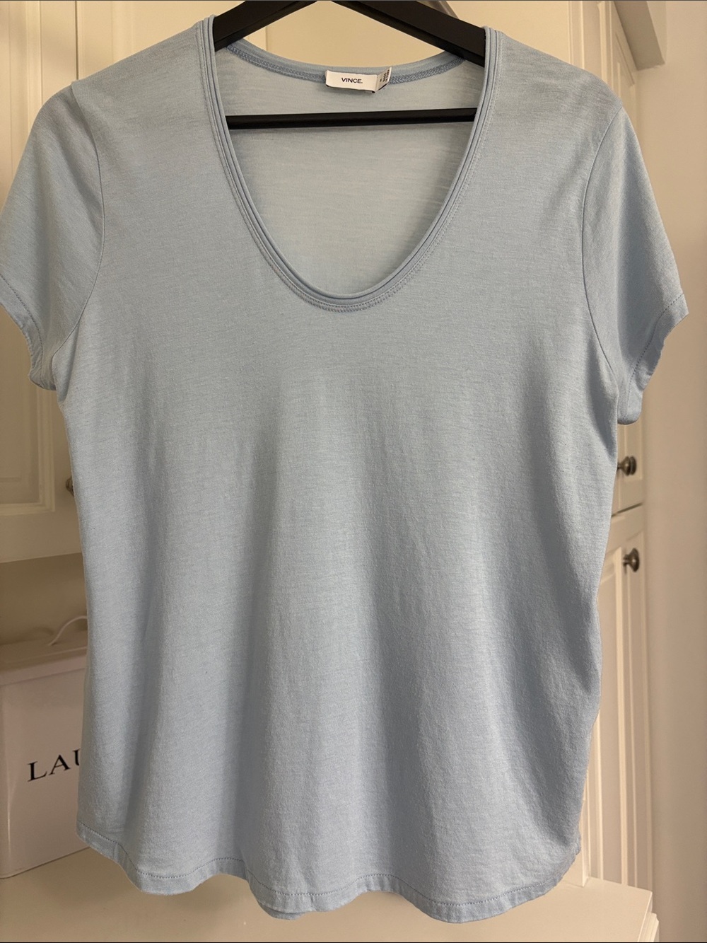 Vince Pale Blue Scoop Neck Short Sleeve Tee